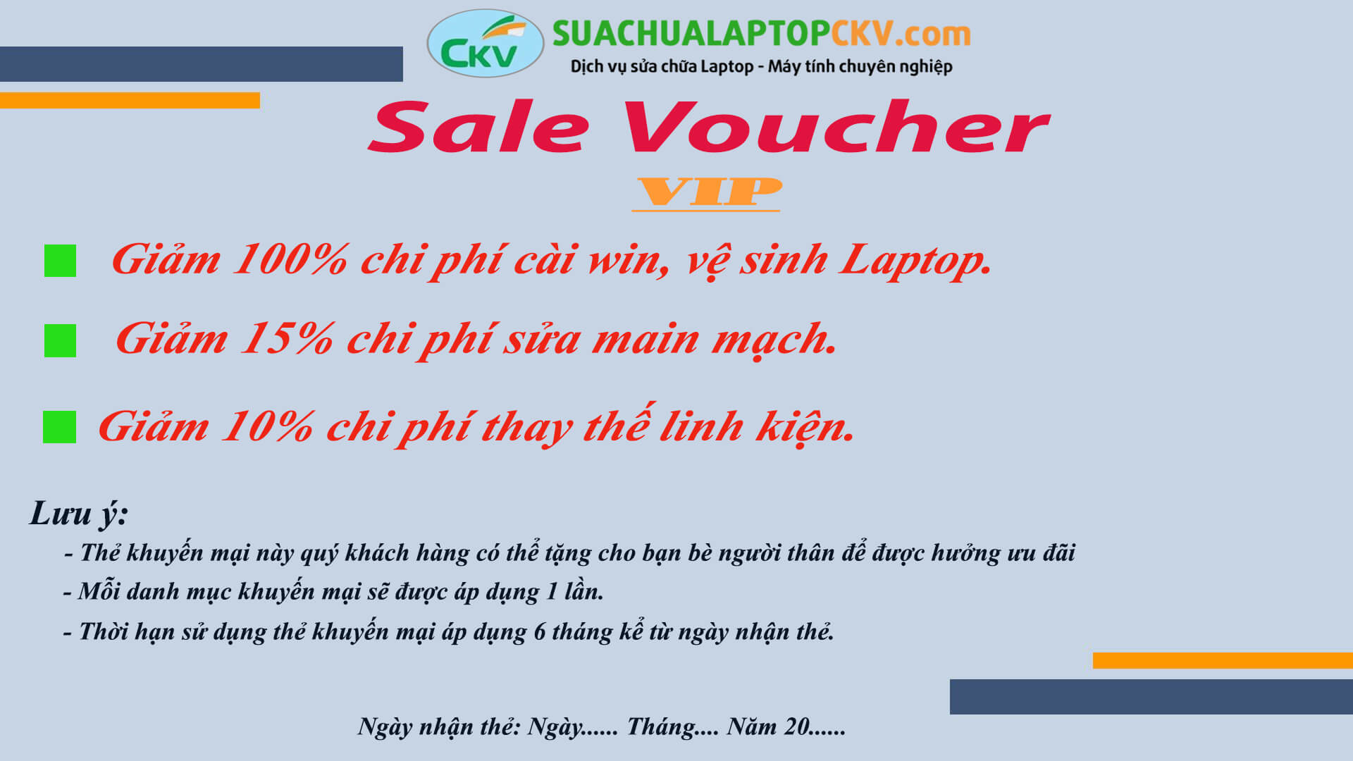 KHUYẾN MẠI ĐẶC BIỆT TỪ SỬA CHỮA LAPTOP CKV